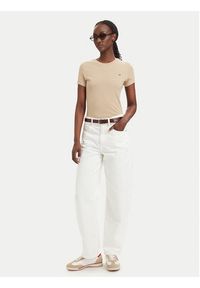 Tommy Jeans T-Shirt DW0DW20459 Beżowy jasny Slim Fit. Kolor: beżowy. Materiał: bawełna #2