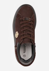 Born2be - Brązowe Sneakersy Skórzane na Grubej Podeszwie z Plecionym Paskiem i Ozdobą Chalessei. Okazja: na co dzień. Zapięcie: pasek. Kolor: brązowy. Materiał: skóra. Wzór: aplikacja #9