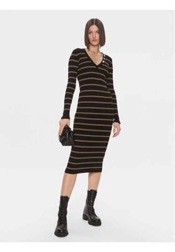 Liu Jo Sukienka dzianinowa MF3003 MS99E Czarny Slim Fit. Kolor: czarny. Materiał: wiskoza