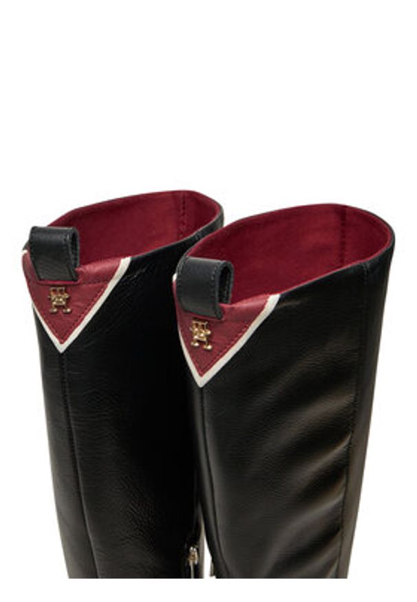 TOMMY HILFIGER - Tommy Hilfiger Kozaki Long Boot Mid Wrapped Lthr Heel FW0FW08099 Czarny. Kolor: czarny. Materiał: skóra