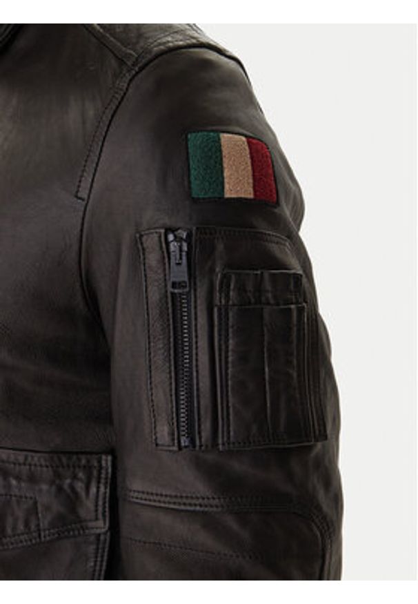Aeronautica Militare Kurtka skórzana 252PN0963U100839 Czarny Regular Fit. Kolor: czarny. Materiał: skóra
