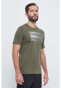 Under Armour t-shirt męski kolor zielony z nadrukiem. Kolor: zielony. Materiał: dzianina. Wzór: nadruk #4