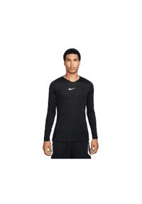 Longsleeve termoaktywny męski Nike Dri-FIT Park First Layer. Kolor: czarny. Materiał: syntetyk. Długość rękawa: długi rękaw. Technologia: Dri-Fit (Nike). Sport: piłka nożna
