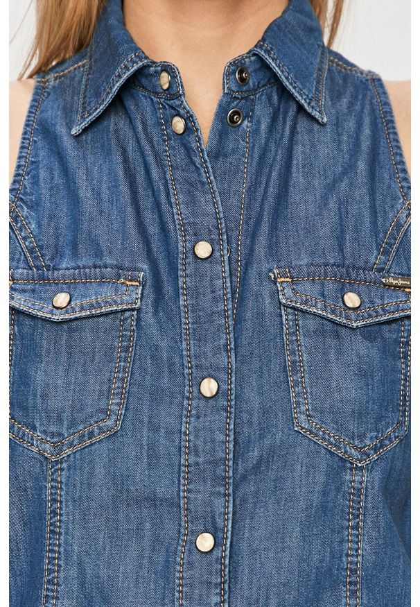 Pepe Jeans - Sukienka jeansowa Jess. Okazja: na co dzień. Kolor: niebieski. Materiał: tkanina. Typ sukienki: proste. Styl: casual