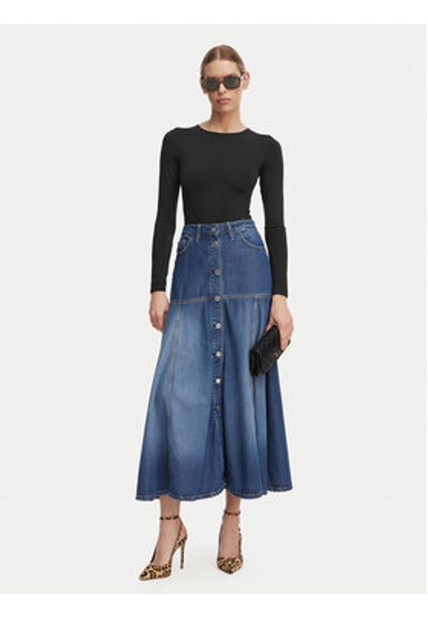 Guess Spódnica jeansowa W6GD09 D0702 Niebieski Regular Fit. Kolor: niebieski. Materiał: lyocell