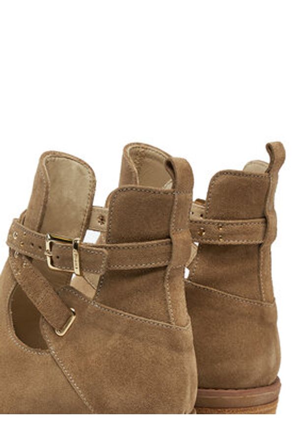 TwinSet - TWINSET Botki 251GCJ030 Beżowy. Kolor: beżowy. Materiał: zamsz, skóra
