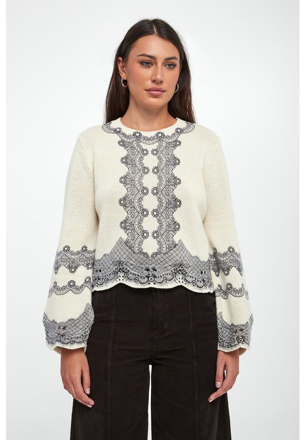 Twinset Milano - Sweter damski wełniany TWINSET. Materiał: wełna