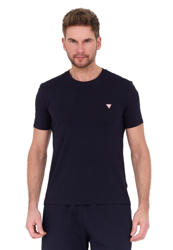 Guess - GUESS Granatowy męski t-shirt Core Tee, Rozmiar M. Kolor: niebieski