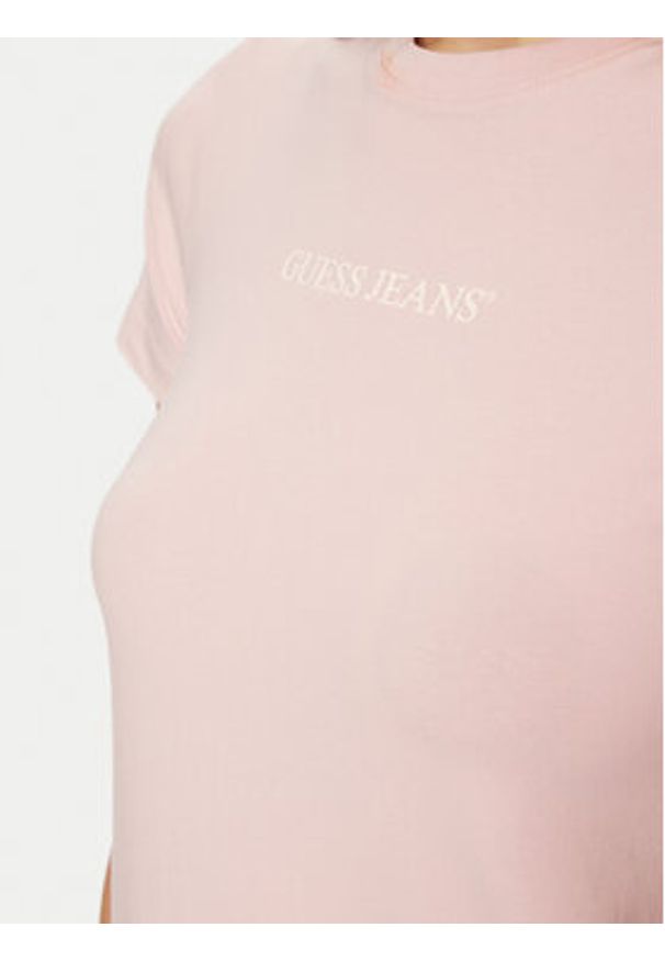 Guess Jeans T-Shirt W4YI01 J1314 Różowy Regular Fit. Kolor: różowy. Materiał: bawełna