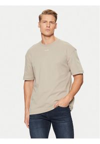 Calvin Klein T-Shirt Nano Logo Interlock T-Shirt K10K112487 Beżowy Regular Fit. Kolor: beżowy. Materiał: bawełna