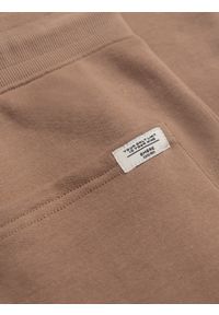 Ombre Clothing - Męskie spodnie dresowe z nogawką bez ściągacza - brązowe V2. Kolor: brązowy. Materiał: dresówka. Wzór: aplikacja. Styl: klasyczny, sportowy #7