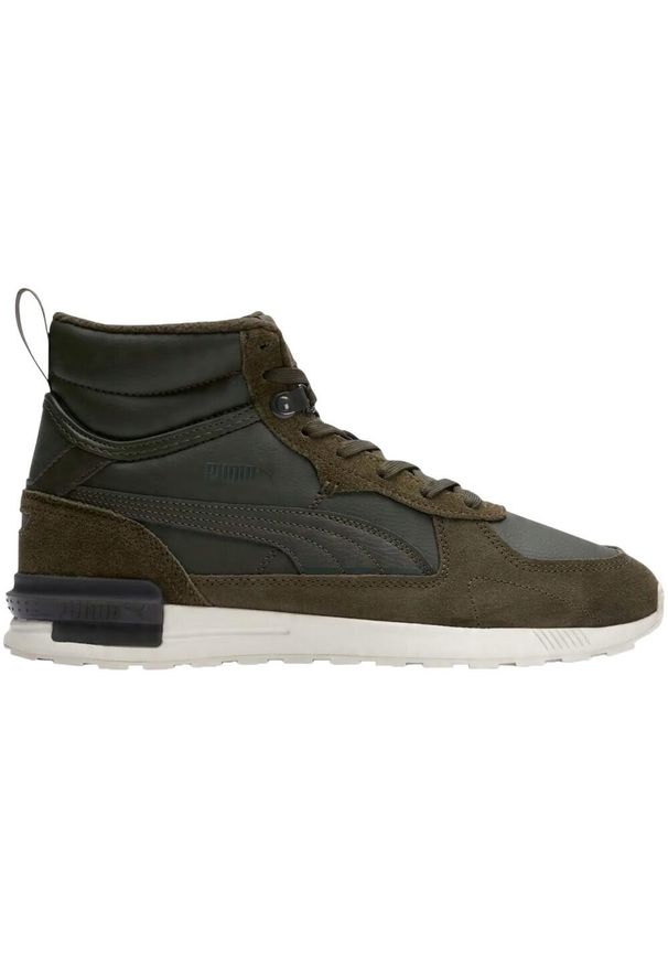 Puma - Męskie Skórzane Buty Turystyczne Gravition. Kolor: zielony. Materiał: skóra. Sport: turystyka piesza