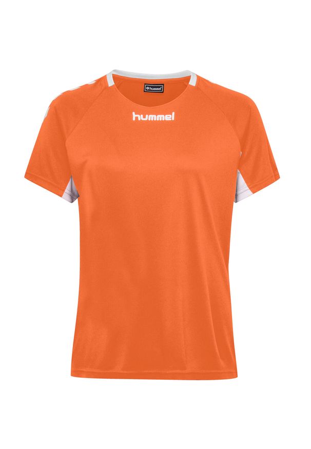 Koszulka sportowa z krótkim rękawem damska Hummel Core Team Jersey Woman S/S. Kolor: wielokolorowy, pomarańczowy, czarny. Materiał: jersey. Długość rękawa: krótki rękaw. Długość: krótkie