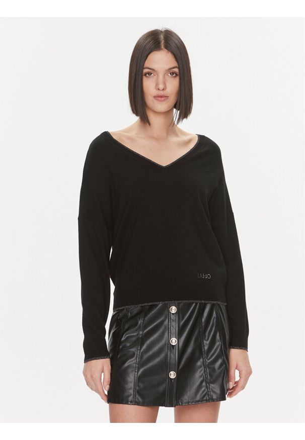 Liu Jo Sweter MF3392 MS49I Czarny Regular Fit. Kolor: czarny. Materiał: wiskoza