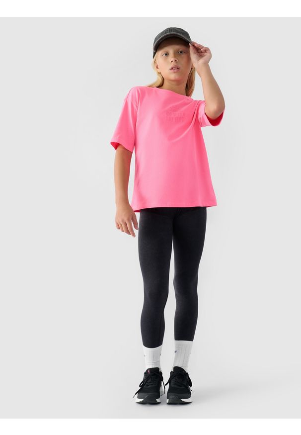 4f - 4F Legginsy bezszwowe dziewczęce - czarne 128/134 (7-9 lat). Okazja: na co dzień. Stan: podwyższony. Kolor: czarny. Materiał: dzianina, syntetyk, materiał, elastan. Wzór: ze splotem, gładki, jednolity. Sezon: lato. Styl: casual, sportowy