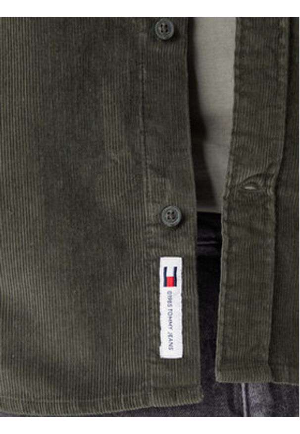 Tommy Jeans Koszula Baby Cord DM0DM22021 Zielony Regular Fit. Kolor: zielony. Materiał: bawełna