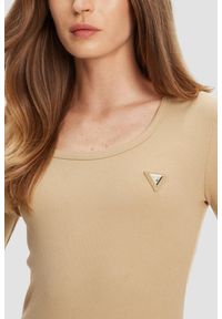 Guess - GUESS Beżowy damski longsleeve Colette. Kolor: beżowy. Długość rękawa: długi rękaw #4
