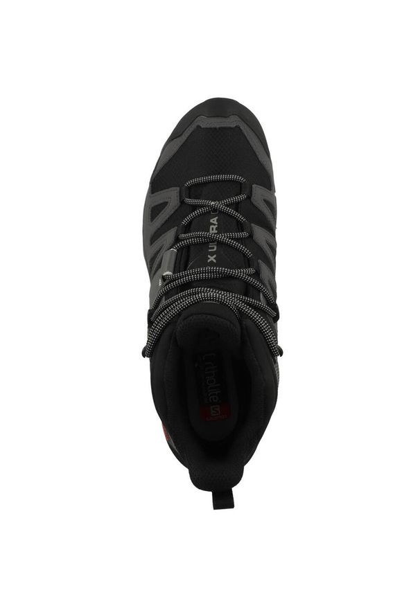 salomon - Buty trekkingowe męskie Salomon X Ultra Mid 4 Wide Gtx. Wysokość cholewki: za kostkę. Zapięcie: sznurówki. Kolor: czarny. Materiał: materiał. Szerokość cholewki: normalna. Technologia: Gore-Tex