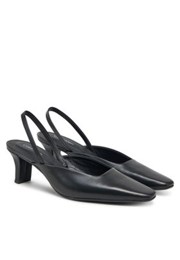 Calvin Klein Czółenka Heel Mule Pump 50 - Lth HW0HW02551 Czarny. Kolor: czarny. Materiał: skóra