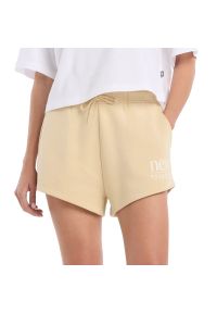 Spodenki damskie New Balance WB61Y80AABC - beżowe. Kolor: beżowy. Materiał: bawełna, tkanina, dresówka, poliester. Długość: krótkie #1