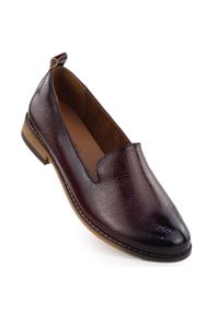 POTOCKI - Półbuty damskie lordsy lakierowane bordowe Potocki 19337. Kolor: czerwony. Materiał: skóra ekologiczna. Obcas: na obcasie. Wysokość obcasa: średni #1