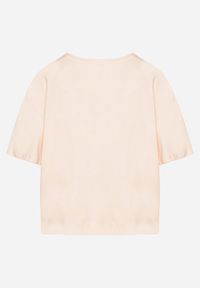 Born2be - Beżowy Bawełniany T-shirt Ozdobiony Cyrkoniami Fadelis. Okazja: na spotkanie biznesowe, na co dzień. Kolor: beżowy. Materiał: bawełna. Wzór: aplikacja. Styl: elegancki, biznesowy, casual #2