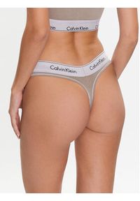 Calvin Klein Underwear Stringi 000QF7208E Beżowy. Kolor: beżowy. Materiał: bawełna #2