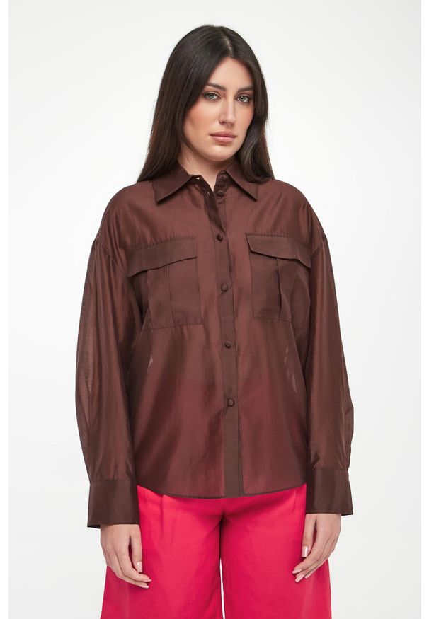 Twinset Milano - Koszula damska satynowa TWINSET ACTITUDE. Materiał: satyna