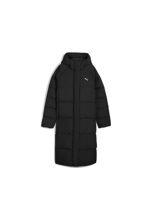 Puma - Damski płaszcz puchowy z kapturem PUMA. Typ kołnierza: kaptur. Kolor: czarny, brązowy, szary, wielokolorowy. Materiał: puch. Długość: długie. Sport: turystyka piesza