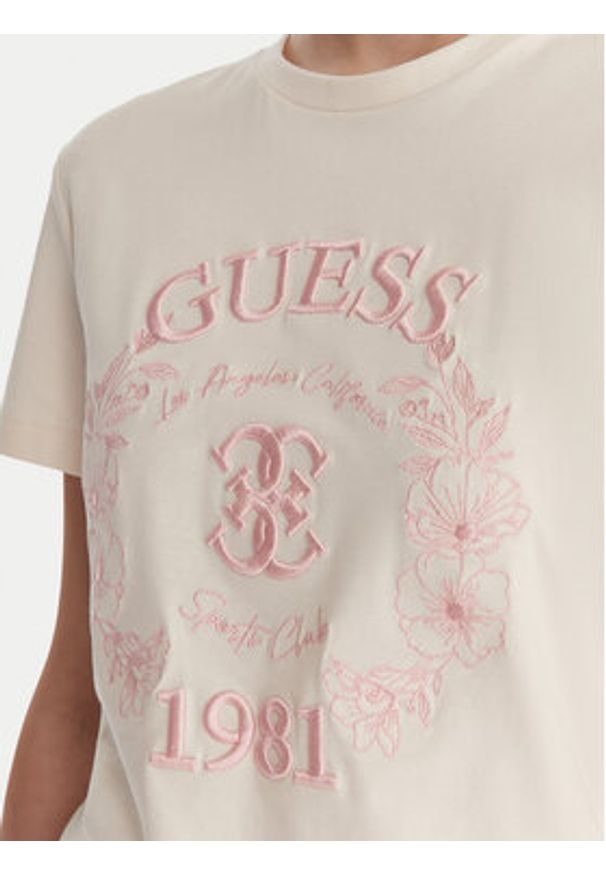 Guess T-Shirt V6RI12 J1314 Biały Regular Fit. Kolor: biały. Materiał: bawełna