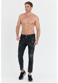 DSQUARED2 Czarne męskie jeansy black ring studs wash skater jeans, Rozmiar 52. Kolor: czarny #2