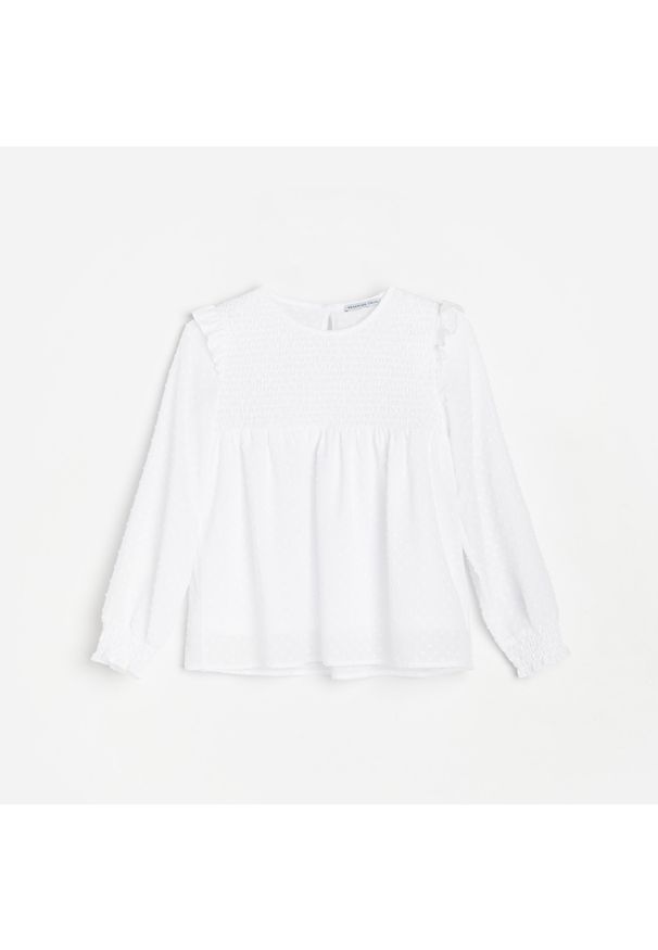 Reserved - Bluzka z tkaniny plumeti - Biały. Kolor: biały. Materiał: tkanina
