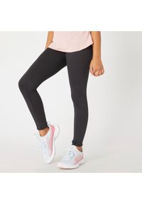 DOMYOS - Legginsy dziecięce Domyos S500. Kolekcja: plus size. Kolor: czarny. Materiał: poliester, materiał, elastan. Styl: sportowy