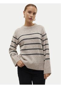 Vero Moda Sweter Flawless 10320487 Beżowy Loose Fit. Kolor: beżowy. Materiał: syntetyk #6
