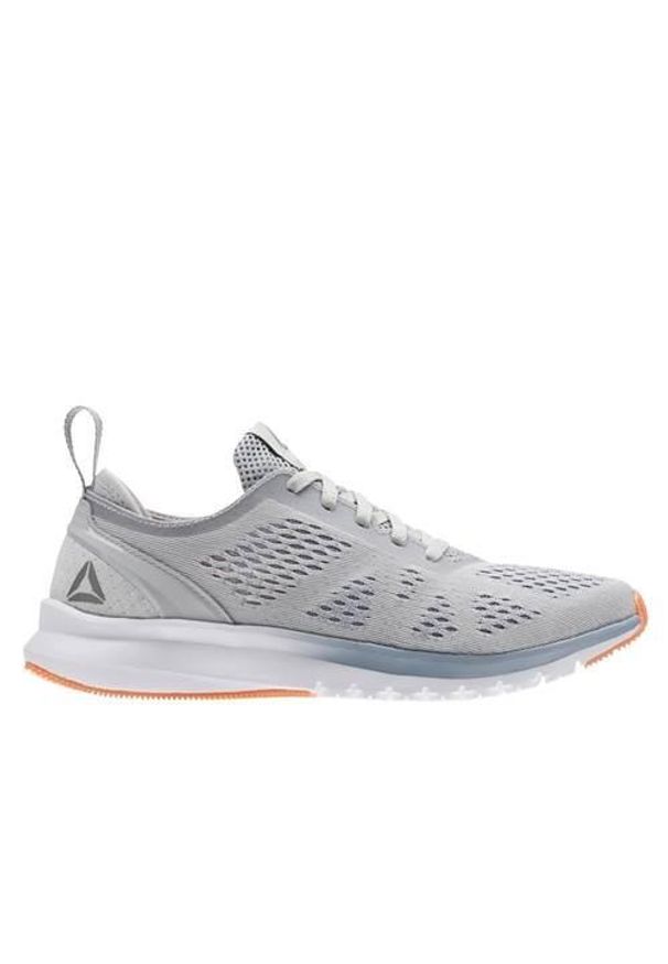Buty do biegania damskie Reebok Print Smooth Clip U Greywhiteguava Pun szare. Zapięcie: sznurówki. Kolor: wielokolorowy. Materiał: syntetyk, tkanina, materiał. Szerokość cholewki: normalna. Wzór: nadruk. Model: Reebok Print. Sport: bieganie