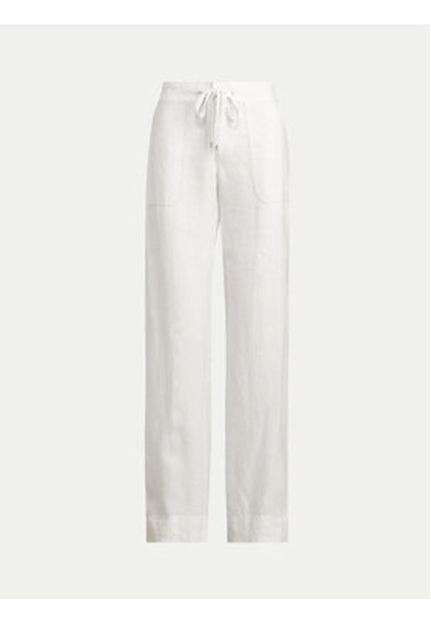 Lauren Ralph Lauren Spodnie materiałowe 200735138001 Biały Wide Leg. Kolor: biały. Materiał: len