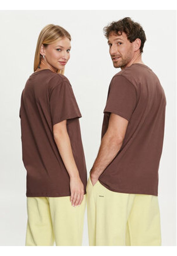 Pangaia T-Shirt 365 With C-Fiber Brązowy Regular Fit. Kolor: brązowy. Materiał: bawełna