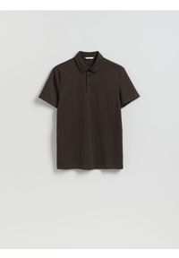 Reserved - Koszulka polo slim - ciemnobrązowy. Typ kołnierza: polo. Kolor: brązowy. Materiał: bawełna, dzianina
