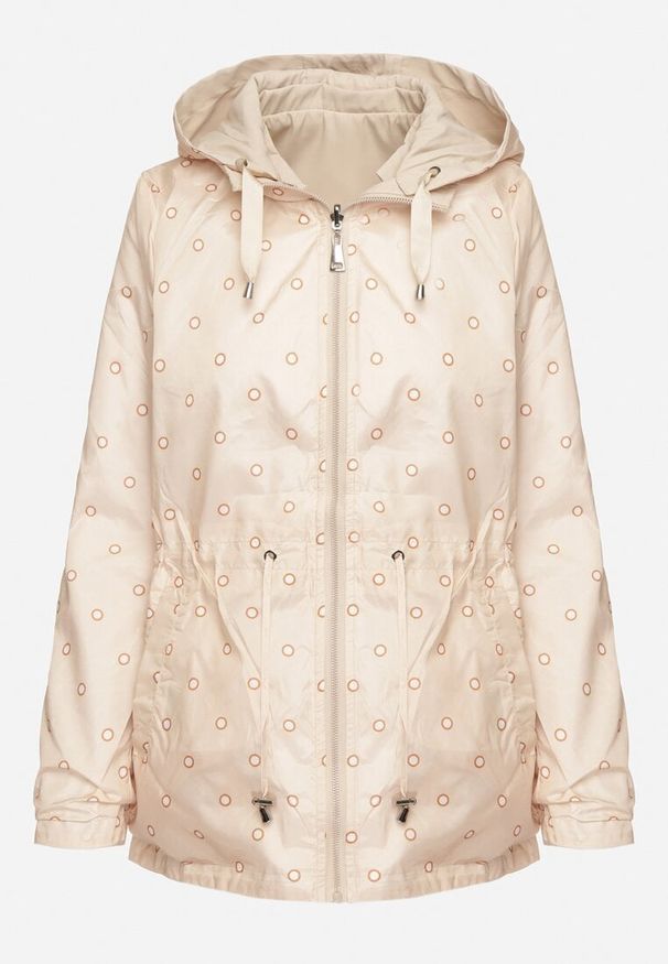 Born2be - Jasnobeżowa Kurtka Parka Dwustronna ze Ściągaczem w Talii i Kapturem Tillisaya. Okazja: na co dzień. Kolor: beżowy. Materiał: jeans. Sezon: jesień, wiosna. Styl: elegancki, casual