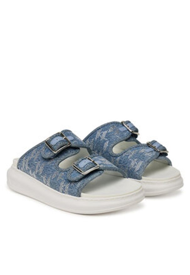 Karl Lagerfeld - KARL LAGERFELD Klapki Kapri Slide KL62505A Niebieski. Kolor: niebieski. Materiał: materiał