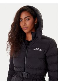 Karl Lagerfeld - KARL LAGERFELD Kurtka zimowa A1W15047 Czarny Slim Fit. Typ kołnierza: dekolt w karo. Kolor: czarny. Materiał: syntetyk. Sezon: zima #7