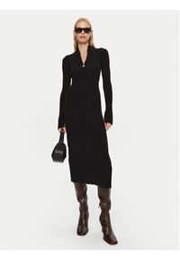 Patrizia Pepe Sukienka dzianinowa 2A2848/K214-K103 Czarny Regular Fit. Kolor: czarny. Materiał: wełna #5