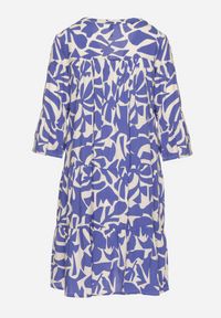 Born2be - Niebieska Wiskozowa Rozkloszowana Sukienka z Abstrakcyjnym Wzorem Liracalia. Okazja: na co dzień. Kolor: niebieski. Materiał: wiskoza. Styl: casual, elegancki #7