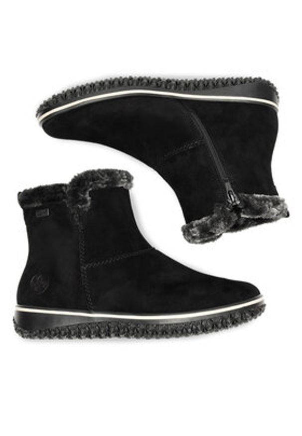 Rieker Botki Z4266-00 Czarny. Kolor: czarny. Materiał: zamsz, skóra