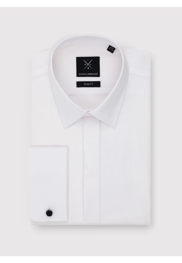 Pako Lorente - PAKO LORENTE - Biała koszula na spinki. Kolor: biały. Materiał: bawełna. Długość rękawa: długi rękaw. Długość: długie. Styl: elegancki