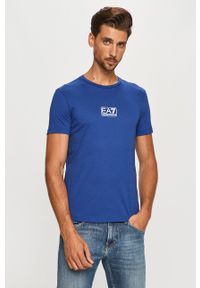 EA7 Emporio Armani - T-shirt. Okazja: na co dzień. Kolor: niebieski. Wzór: nadruk. Styl: casual
