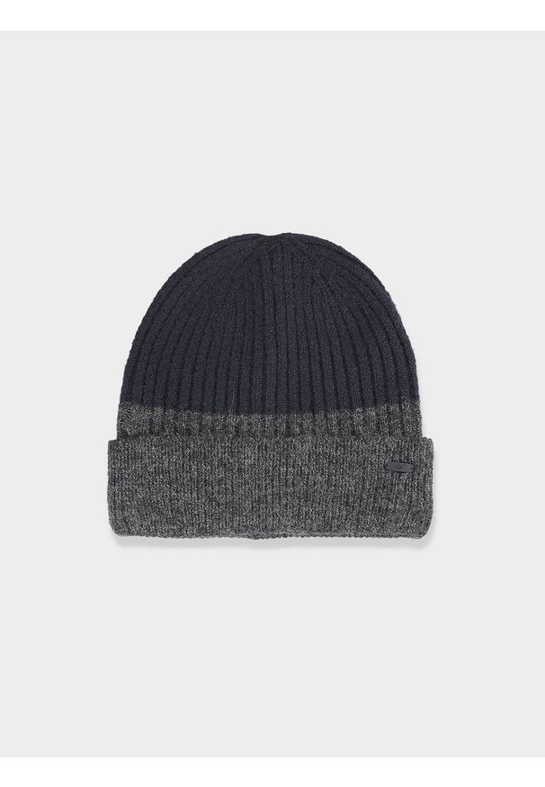 4f - 4F Czapka zimowa z dodatkiem wełny męska - granatowa L. Kolor: niebieski. Materiał: wełna. Sezon: zima