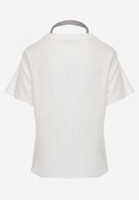 Renee - Biały Bawełniany T-shirt Hillswor Ozdobiony Apaszką. Kolor: biały. Materiał: bawełna. Wzór: aplikacja. Styl: elegancki #8