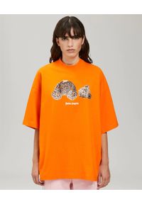 PALM ANGELS - Pomarańczowy t-shirt z misiem. Kolor: pomarańczowy. Materiał: bawełna. Wzór: nadruk, motyw zwierzęcy