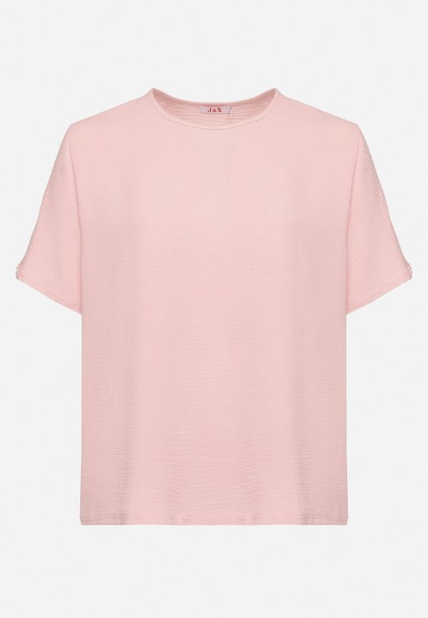 Born2be - Różowa Klasyczna Bluzka z Krótkim Rękawem Nilbia. Okazja: na spotkanie biznesowe, do pracy, na co dzień. Kolekcja: plus size. Kolor: różowy. Materiał: jeans. Długość rękawa: krótki rękaw. Długość: krótkie. Styl: klasyczny
